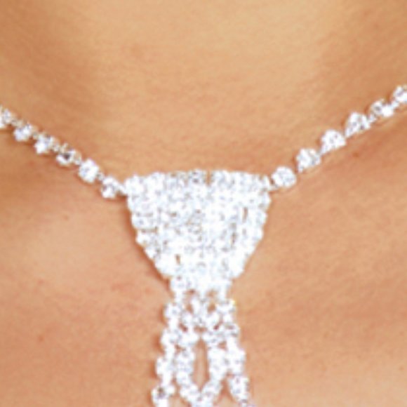 Rhinestone Necktie Choker- LAST 1 - Picture 3 of 5